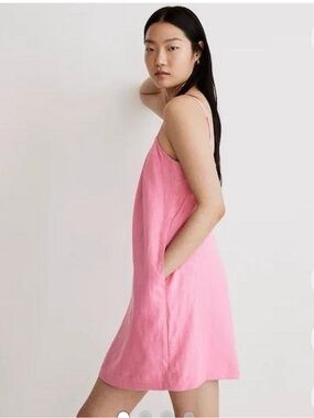 Madewell Pink Linen Blend Shift Dress
